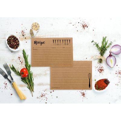 Cartões de Receita 10x15 cm (50 Un.), Cartão Premium Grosso Dupla Face Kraft Moderno — Casamentos, Chá de Noiva e Chá de Bebê - Inkdotpot 15,24 Cm × 10,16 Cm / Marrom