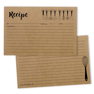 Cartões de Receita 10x15 cm (50 Un.), Cartão Premium Grosso Dupla Face Kraft Moderno — Casamentos, Chá de Noiva e Chá de Bebê - Inkdotpot 15,24 Cm × 10,16 Cm / Marrom