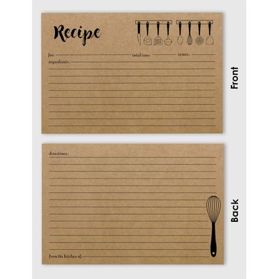 Cartões de Receita 10x15 cm (50 Un.), Cartão Premium Grosso Dupla Face Kraft Moderno — Casamentos, Chá de Noiva e Chá de Bebê - Inkdotpot 15,24 Cm × 10,16 Cm / Marrom