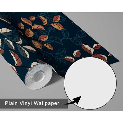 Papel de Parede Folhas de Outono Azul - Vinil Autoadesivo Decorativo, Fácil DIY para Quarto, Sala e Armários - S4Sassy 63,5 cm (L) × 304,8 cm (C) / Azul - Vinil Liso