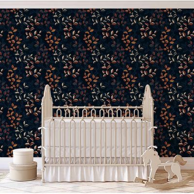Papel de Parede Folhas de Outono Azul - Vinil Autoadesivo Decorativo, Fácil DIY para Quarto, Sala e Armários - S4Sassy 63,5 cm (L) × 304,8 cm (C) / Azul - Vinil Liso