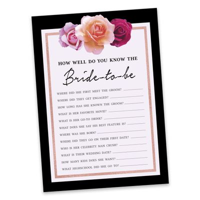 Cartões Florais Quadrados em Branco para Chá de Noiva e Despedida de Solteira 50 Unidades para Preencher Ideias de Presente - Inkdotpot 12,7 Cm × 17,78 Cm / Branco - Quiz da Noiva
