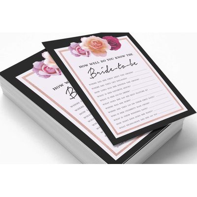 Cartões Florais Quadrados em Branco para Chá de Noiva e Despedida de Solteira 50 Unidades para Preencher Ideias de Presente - Inkdotpot 12,7 Cm × 17,78 Cm / Branco - Quiz da Noiva