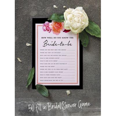 Cartões Florais Quadrados em Branco para Chá de Noiva e Despedida de Solteira 50 Unidades para Preencher Ideias de Presente - Inkdotpot 12,7 Cm × 17,78 Cm / Branco - Quiz da Noiva