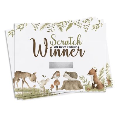 Cartões Raspe e Revele para Jogos de Chá de Bebê Menino/Menina, Tema Animais Fofos, Pacote com 30 - Inkdotpot 10,16 Cm × 7,62 Cm / Branco