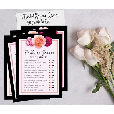 Cartões Florais Quadrados em Branco para Chá de Noiva e Despedida de Solteira 50 Unidades para Preencher Ideias de Presente - Inkdotpot 12,7 Cm × 17,78 Cm / Branco - Conjunto de Jogos