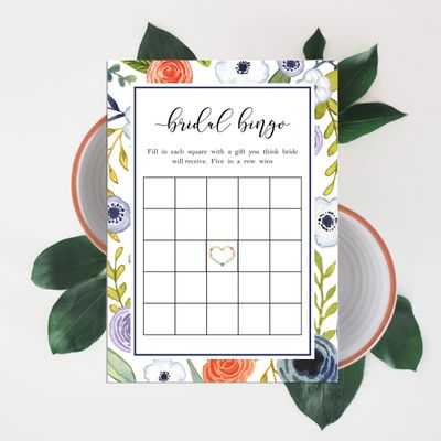 50 Cartões de Jogo Florais para Chá de Noiva e Despedida de Solteira, Quadrados em Branco para Preencher Ideias de Presente - Inkdotpot 12,7 Cm × 17,78 Cm / Branco - Bingo da Noiva