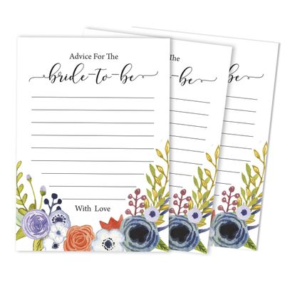 50 Cartões de Jogo Florais para Chá de Noiva e Despedida de Solteira, Quadrados em Branco para Preencher Ideias de Presente - Inkdotpot 12,7 Cm × 17,78 Cm / Branco - Bingo da Noiva