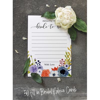 50 Cartões de Jogo Florais para Chá de Noiva e Despedida de Solteira, Quadrados em Branco para Preencher Ideias de Presente - Inkdotpot 12,7 Cm × 17,78 Cm / Branco - Bingo da Noiva