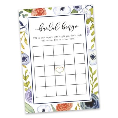 50 Cartões de Jogo Florais para Chá de Noiva e Despedida de Solteira, Quadrados em Branco para Preencher Ideias de Presente - Inkdotpot 12,7 Cm × 17,78 Cm / Branco - Bingo da Noiva