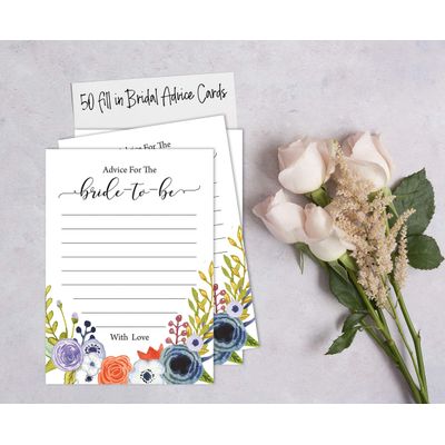 50 Cartões de Jogo Florais para Chá de Noiva e Despedida de Solteira, Quadrados em Branco para Preencher Ideias de Presente - Inkdotpot 12,7 Cm × 17,78 Cm / Branco - Bingo da Noiva