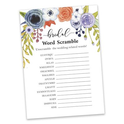 50 Cartões de Jogo Florais para Chá de Noiva e Despedida de Solteira, Quadrados em Branco para Preencher Ideias de Presente - Inkdotpot 12,7 Cm × 17,78 Cm / Branco - Jogo de Palavras da Noiva