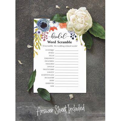 50 Cartões de Jogo Florais para Chá de Noiva e Despedida de Solteira, Quadrados em Branco para Preencher Ideias de Presente - Inkdotpot 12,7 Cm × 17,78 Cm / Branco - Jogo de Palavras da Noiva
