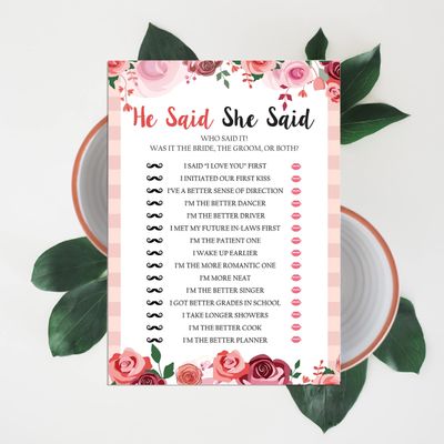 50 Cartões Florais para Chá de Noiva e Despedida de Solteira, em Lote, Quadrados em Branco, Preenchíveis, Ideias de Presente - Inkdotpot 12,7 Cm × 17,78 Cm / Branco - Ele Disse, Ela Disse