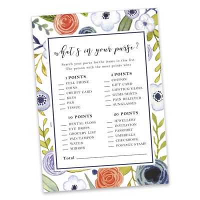 50 Cartões de Jogo Florais para Chá de Noiva e Despedida de Solteira, Quadrados em Branco para Preencher Ideias de Presente - Inkdotpot 12,7 Cm × 17,78 Cm / Branco - O Que Tem na Sua Bolsa