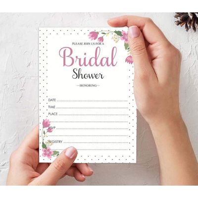 Cartões Quadrados Florais em Branco para Preencher Ideias de Presente para Chá de Noiva e Despedida de Solteira 50 Unidades - Inkdotpot 8,89 Cm × 5,08 Cm / Branco - Quantos Beijos?