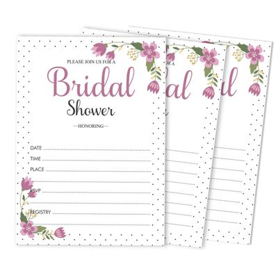 Cartões Quadrados Florais em Branco para Preencher Ideias de Presente para Chá de Noiva e Despedida de Solteira 50 Unidades - Inkdotpot 8,89 Cm × 5,08 Cm / Branco - Quantos Beijos?