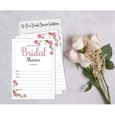 Cartões Quadrados Florais em Branco para Preencher Ideias de Presente para Chá de Noiva e Despedida de Solteira 50 Unidades - Inkdotpot 8,89 Cm × 5,08 Cm / Branco - Quantos Beijos?