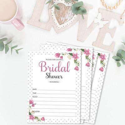 Cartões Quadrados Florais em Branco para Preencher Ideias de Presente para Chá de Noiva e Despedida de Solteira 50 Unidades - Inkdotpot 8,89 Cm × 5,08 Cm / Branco - Quantos Beijos?