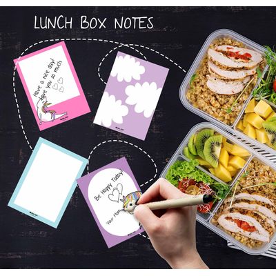 36 Cartões para Lancheira com Frases Inspiradoras Diárias, Afirmações Positivas e Notas Divertidas (Tema Unicórnio e Lhama) - Inkdotpot 8,89 Cm × 6,35 Cm / Multicolorido