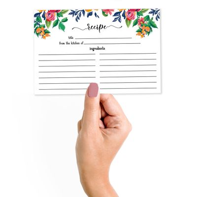 Cartões de Receita 10x15 cm (50 Un.) Premium Grosso Dupla-Face - Branco Moderno Para Casamento/Noivas/Chá de Bebê - Tema Floral - Inkdotpot 15,24 Cm × 10,16 Cm / Branco