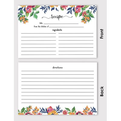 Cartões de Receita 10x15 cm (50 Un.) Premium Grosso Dupla-Face - Branco Moderno Para Casamento/Noivas/Chá de Bebê - Tema Floral - Inkdotpot 15,24 Cm × 10,16 Cm / Branco