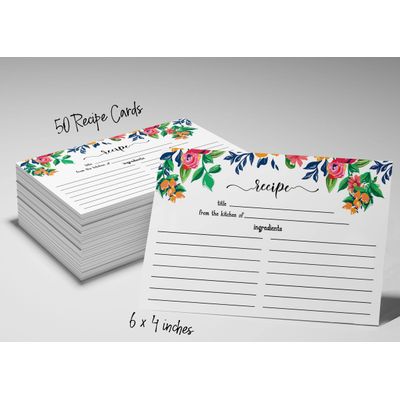 Cartões de Receita 10x15 cm (50 Un.) Premium Grosso Dupla-Face - Branco Moderno Para Casamento/Noivas/Chá de Bebê - Tema Floral - Inkdotpot 15,24 Cm × 10,16 Cm / Branco
