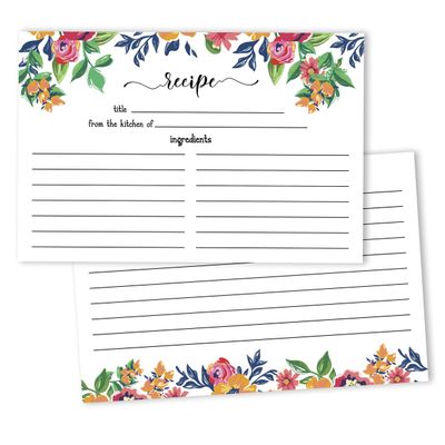 Cartões de Receita 10x15 cm (50 Un.) Premium Grosso Dupla-Face - Branco Moderno Para Casamento/Noivas/Chá de Bebê - Tema Floral - Inkdotpot 15,24 Cm × 10,16 Cm / Branco