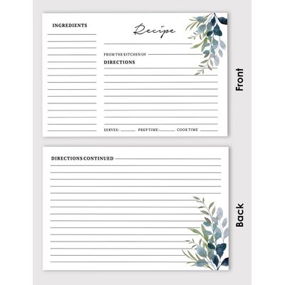 Cartões de Receita 10x15 cm (50) Premium Grosso Dupla Face Branco Moderno p/ Casamento/Chá de Noiva/Chá de Bebê - Folhagens - Inkdotpot 15,24 Cm × 10,16 Cm / Branco