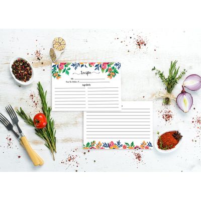 Cartões de Receita 10x15 cm (50 Un.) Premium Grosso Dupla-Face - Branco Moderno Para Casamento/Noivas/Chá de Bebê - Tema Floral - Inkdotpot 15,24 Cm × 10,16 Cm / Branco