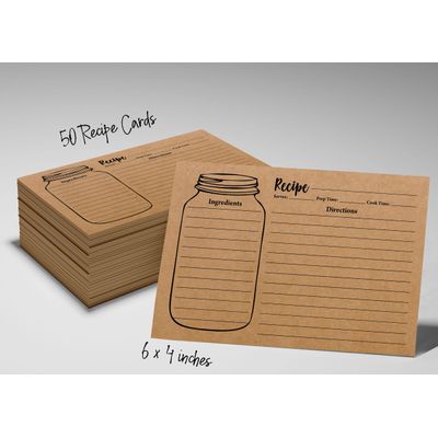 Cartões de Receita 10x15 cm (50) Cartão Premium Grosso Dupla-Face Kraft para Casamento e Chás Noiva/Bebê - Pote de Vidro - Inkdotpot 15,24 Cm × 10,16 Cm / Marrom