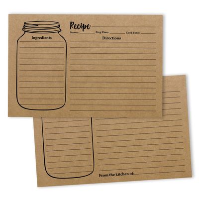 Cartões de Receita 10x15 cm (50) Cartão Premium Grosso Dupla-Face Kraft para Casamento e Chás Noiva/Bebê - Pote de Vidro - Inkdotpot 15,24 Cm × 10,16 Cm / Marrom