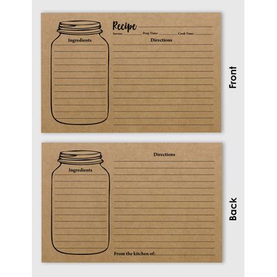 Cartões de Receita 10x15 cm (50) Cartão Premium Grosso Dupla-Face Kraft para Casamento e Chás Noiva/Bebê - Pote de Vidro - Inkdotpot 15,24 Cm × 10,16 Cm / Marrom
