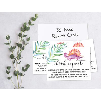 30 Cartões de Jogo para Chá de Bebê - Dinossauros e Animais da Selva - Inkdotpot 12,7 Cm × 17,78 Cm / Branco - Convite