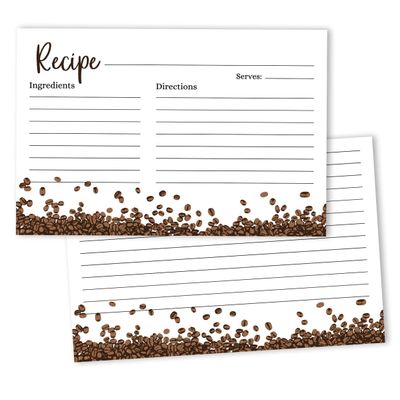 Cartões de Receita 10x15 cm, 50 un. Cartão Grosso Premium Dupla-Face, Branco Moderno, Tema Grãos de Café — Casamento/Chá-Bebê - Inkdotpot 15,24 Cm × 10,16 Cm / Branco
