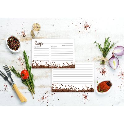 Cartões de Receita 10x15 cm, 50 un. Cartão Grosso Premium Dupla-Face, Branco Moderno, Tema Grãos de Café — Casamento/Chá-Bebê - Inkdotpot 15,24 Cm × 10,16 Cm / Branco