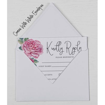 50 Cartões RSVP em Branco com Envelopes Brancos, Estilo Floral para Casamento, Jantar de Ensaio, Chá de Bebê/Noiva, Noivado - Inkdotpot 10,16 Cm × 15,24 Cm / Branco