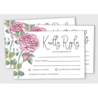50 Cartões RSVP em Branco com Envelopes Brancos, Estilo Floral para Casamento, Jantar de Ensaio, Chá de Bebê/Noiva, Noivado - Inkdotpot 10,16 Cm × 15,24 Cm / Branco