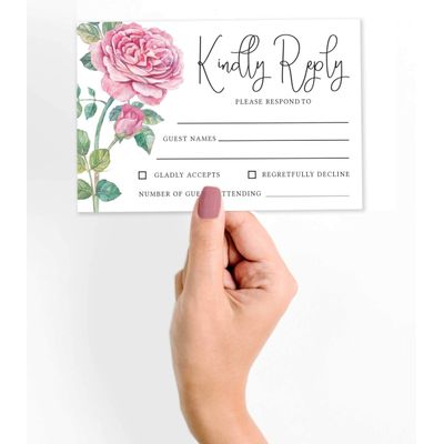 50 Cartões RSVP em Branco com Envelopes Brancos, Estilo Floral para Casamento, Jantar de Ensaio, Chá de Bebê/Noiva, Noivado - Inkdotpot 10,16 Cm × 15,24 Cm / Branco
