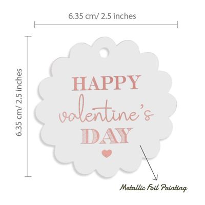 Etiquetas Pendentes de Papel Metalizado para Lembrancinhas 'Feliz Dia dos Namorados' - Inkdotpot 50 Etiquetas Metalizadas / Branco - Ouro Rosé