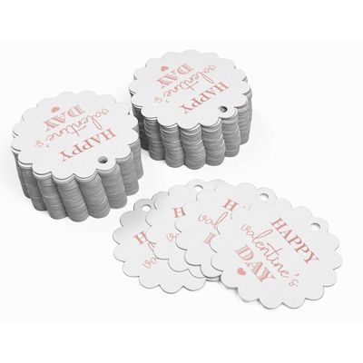 Etiquetas Pendentes de Papel Metalizado para Lembrancinhas 'Feliz Dia dos Namorados' - Inkdotpot 50 Etiquetas Metalizadas / Branco - Ouro Rosé