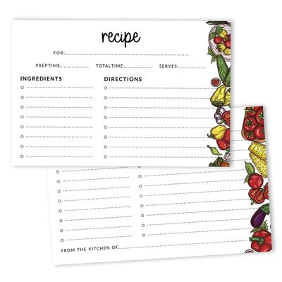Cartões de Receita 10x15 cm (50) Cartão Grosso Premium Dupla-Face Branco Moderno Casamento/Noiva/Chá de Bebê - Tema Vegetais - Inkdotpot 15,24 Cm × 10,16 Cm / Branco