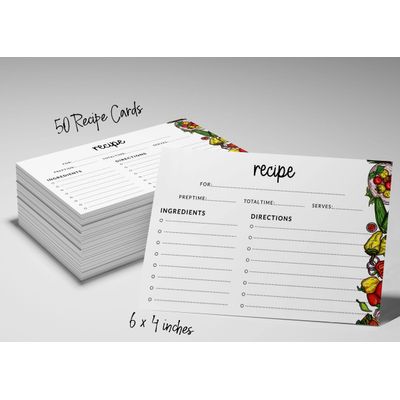 Cartões de Receita 10x15 cm (50) Cartão Grosso Premium Dupla-Face Branco Moderno Casamento/Noiva/Chá de Bebê - Tema Vegetais - Inkdotpot 15,24 Cm × 10,16 Cm / Branco