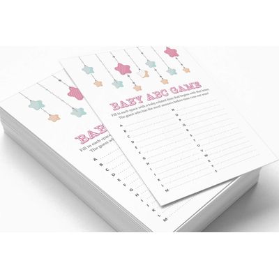 50 Cartões Cardstar Alfabeto ABC para Chá de Bebê Neutro em Gênero - Inkdotpot 12,7 Cm × 17,78 Cm / Branco - O Que Tem na Sua Bolsa