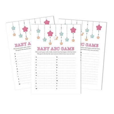 50 Cartões Cardstar Alfabeto ABC para Chá de Bebê Neutro em Gênero - Inkdotpot 12,7 Cm × 17,78 Cm / Branco - O Que Tem na Sua Bolsa