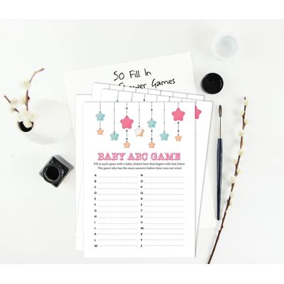 50 Cartões Cardstar Alfabeto ABC para Chá de Bebê Neutro em Gênero - Inkdotpot 12,7 Cm × 17,78 Cm / Branco - O Que Tem na Sua Bolsa