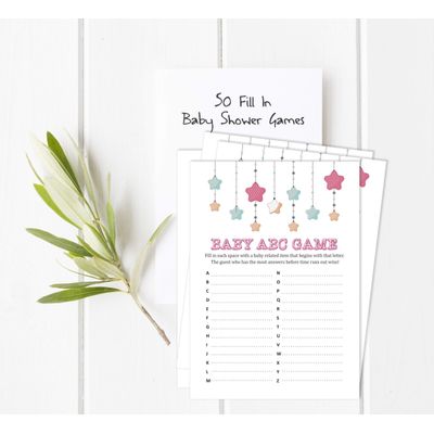 50 Cartões Cardstar Alfabeto ABC para Chá de Bebê Neutro em Gênero - Inkdotpot 12,7 Cm × 17,78 Cm / Branco - O Que Tem na Sua Bolsa