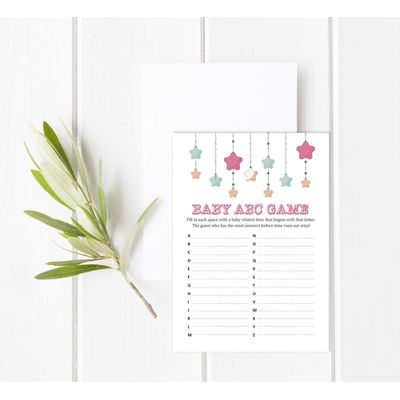 50 Cartões Cardstar Alfabeto ABC para Chá de Bebê Neutro em Gênero - Inkdotpot 12,7 Cm × 17,78 Cm / Branco - O Que Tem na Sua Bolsa