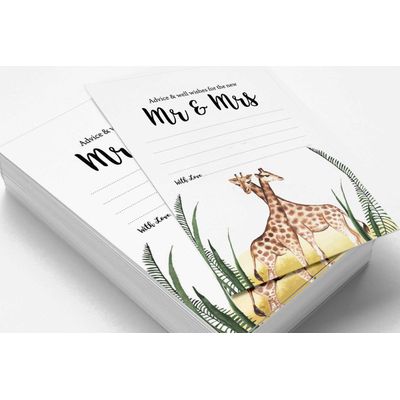 Conselhos e Votos para o Sr. e a Sra., Cartões de Conselhos Safari, Alternativa ao Livro de Hóspedes, Pacote 50, 13 x 18 cm - Inkdotpot 12,7 Cm × 17,78 Cm / Branco