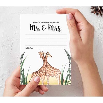 Conselhos e Votos para o Sr. e a Sra., Cartões de Conselhos Safari, Alternativa ao Livro de Hóspedes, Pacote 50, 13 x 18 cm - Inkdotpot 12,7 Cm × 17,78 Cm / Branco